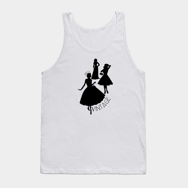 Dress Vintage - Vintage Dress Silhouette Tank Top by TopKnotDesign